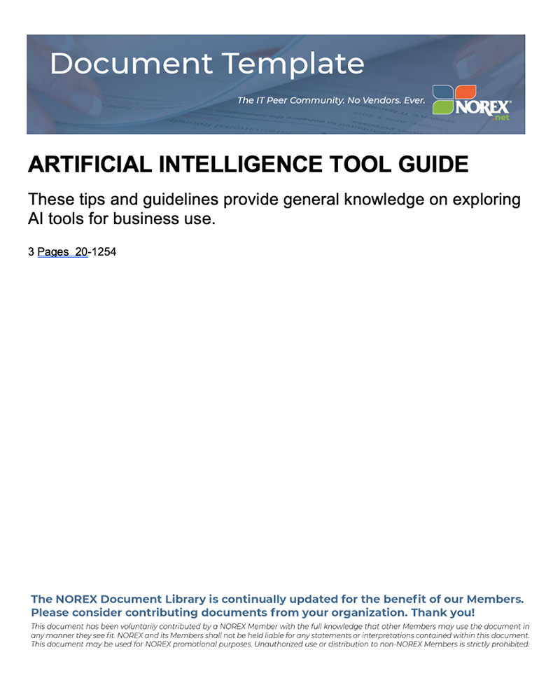 NOREX Artificial Intelligence Tools Guide