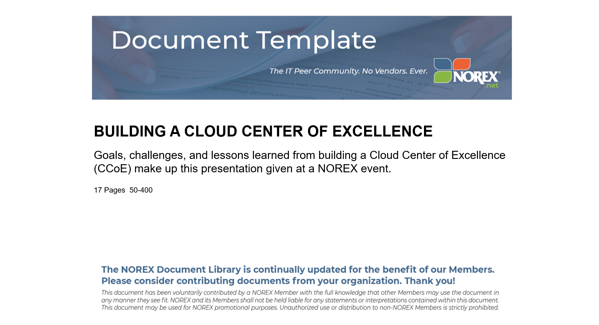 NOREX - Cloud Center of Excellence (CCoE) Template
