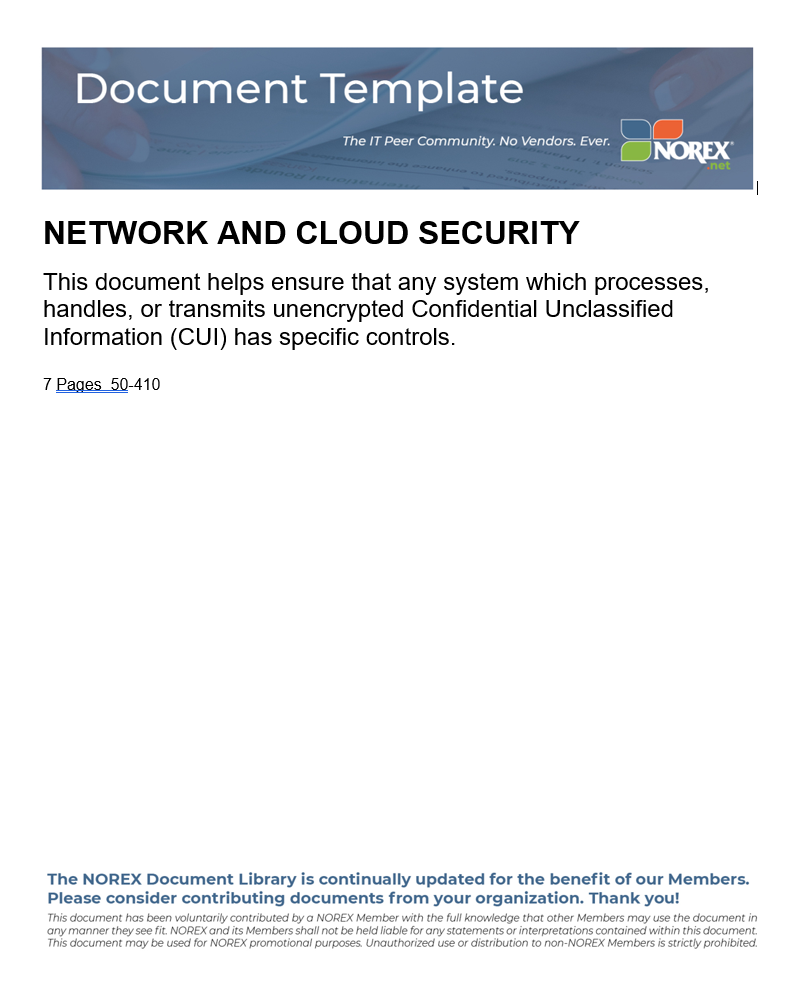 NOREX - Network & Cloud Security Template